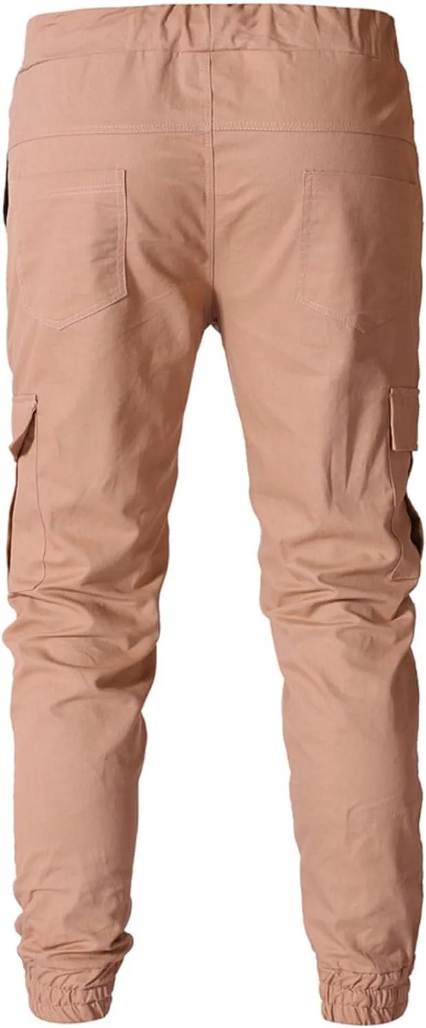 Joggers for Men Drawstring Elastic Waist Plaid Casual Pants 2023 Fall Winter Stretch Slim Fit Chinos Sweatpants with Pockets