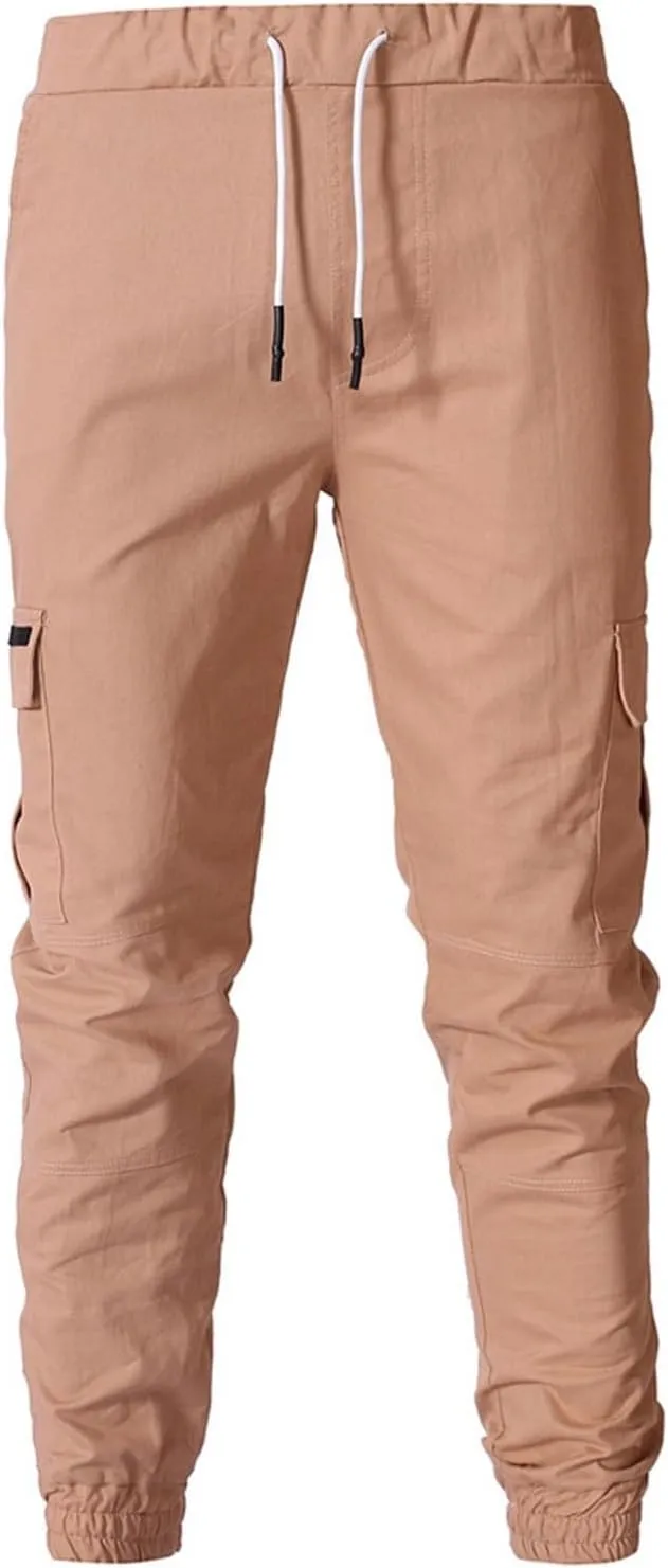 Joggers for Men Drawstring Elastic Waist Plaid Casual Pants 2023 Fall Winter Stretch Slim Fit Chinos Sweatpants with Pockets
