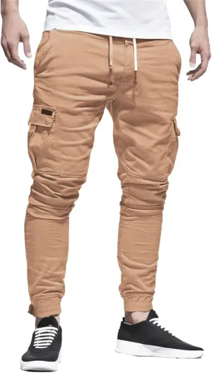 Joggers for Men Drawstring Elastic Waist Plaid Casual Pants 2023 Fall Winter Stretch Slim Fit Chinos Sweatpants with Pockets