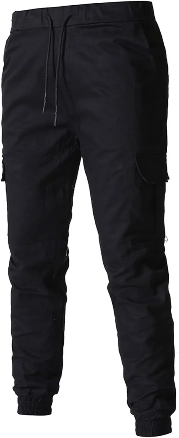 Joggers for Men Drawstring Elastic Waist Plaid Casual Pants 2023 Fall Winter Stretch Slim Fit Chinos Sweatpants with Pockets