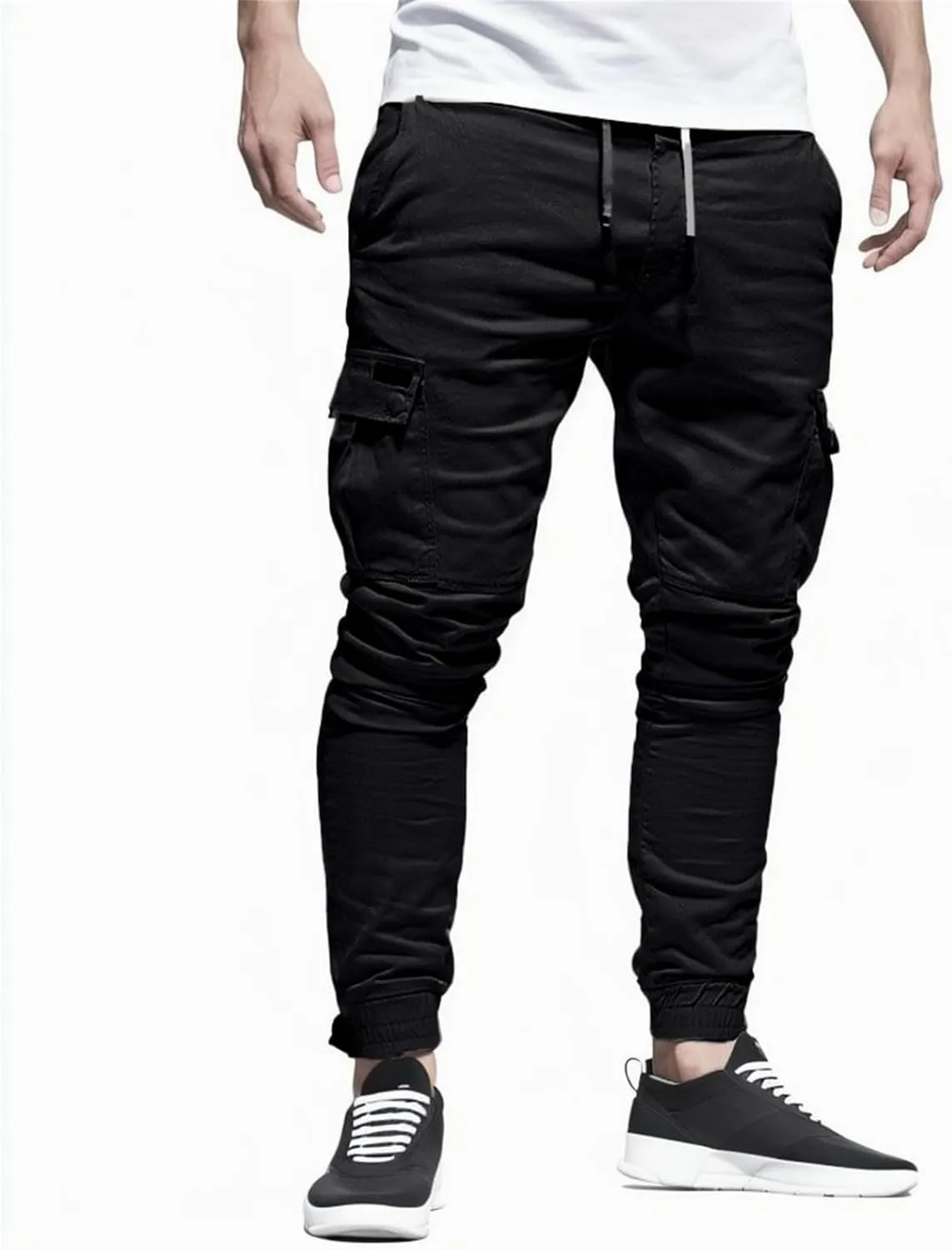 Joggers for Men Drawstring Elastic Waist Plaid Casual Pants 2023 Fall Winter Stretch Slim Fit Chinos Sweatpants with Pockets