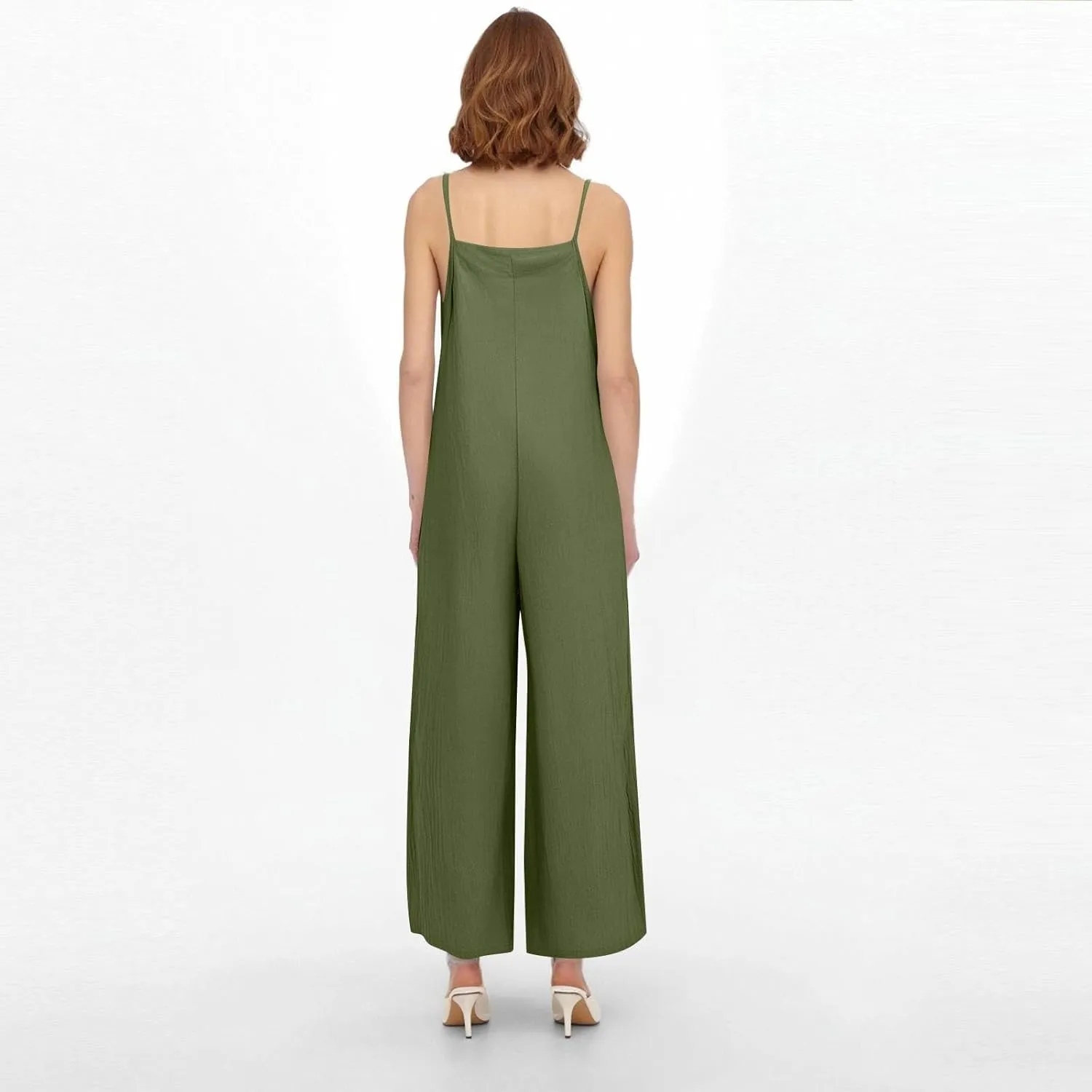 Jumpsuits for Women 2025 Casual Summer Overalls Sleeveless Strap Wide Leg Romper Trendy Beach Vacation Jumpers