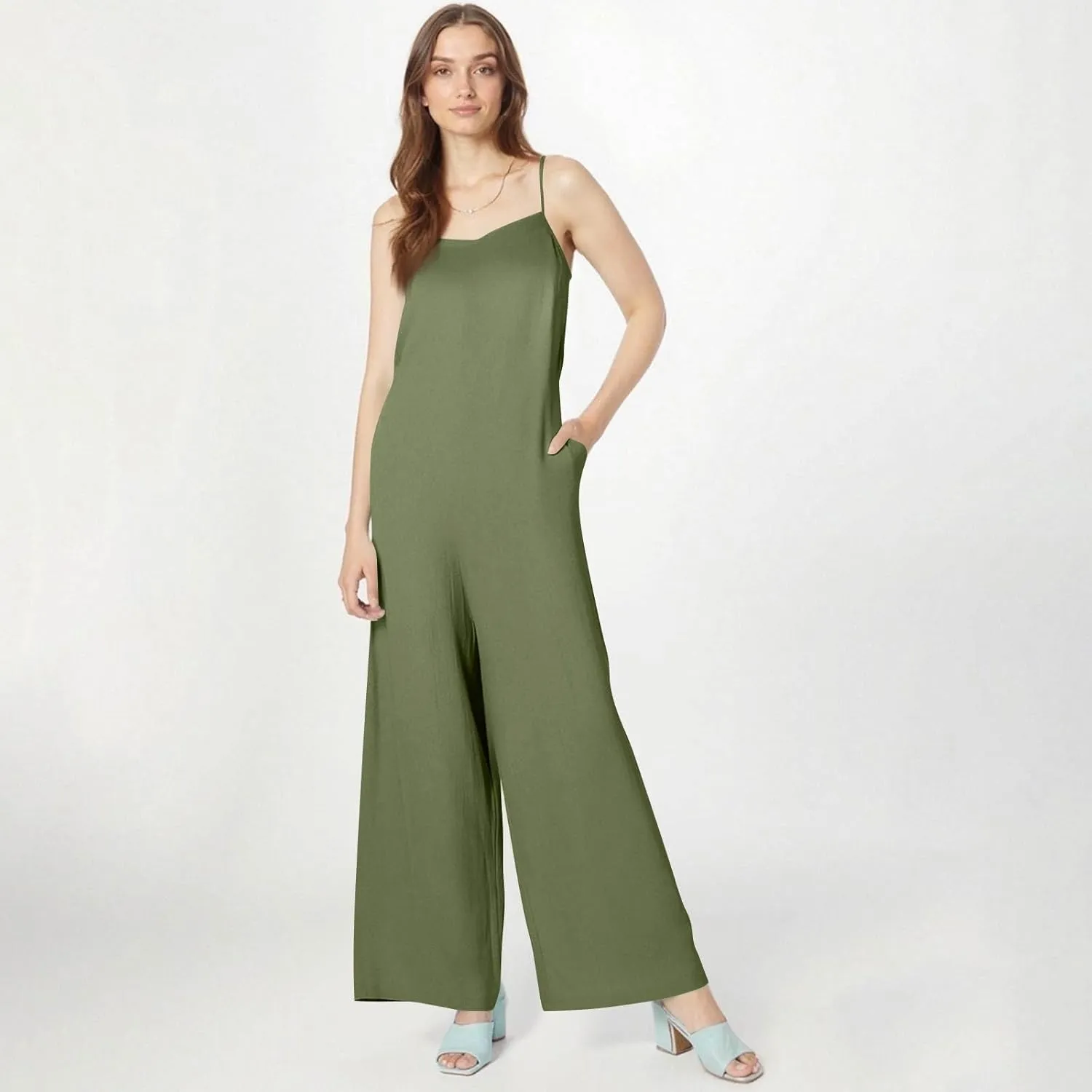 Jumpsuits for Women 2025 Casual Summer Overalls Sleeveless Strap Wide Leg Romper Trendy Beach Vacation Jumpers