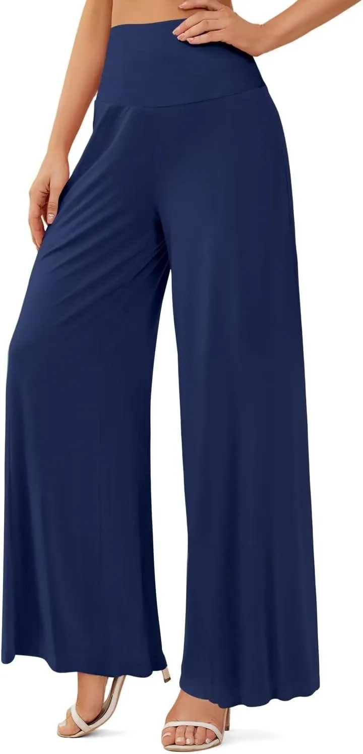 JZC Women's Palazzo Lounge Pants Stretchy Wide Leg Casual Pants Comfy High Waist Flowy Pants S-3XL