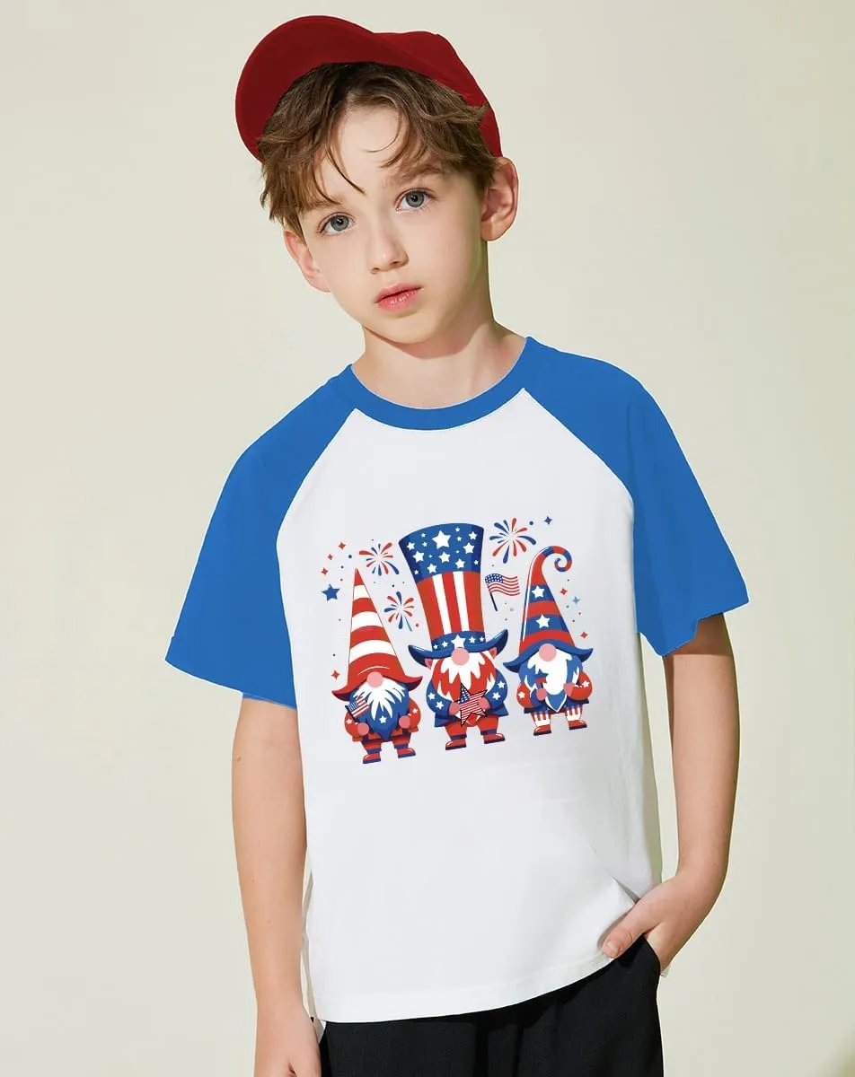 Kid 4th of July T-Shirts Boys Girls American Flag Shirt Patriotic Top Short Sleeve Tees 4-12 Years