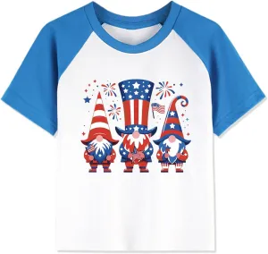 Kid 4th of July T-Shirts Boys Girls American Flag Shirt Patriotic Top Short Sleeve Tees 4-12 Years