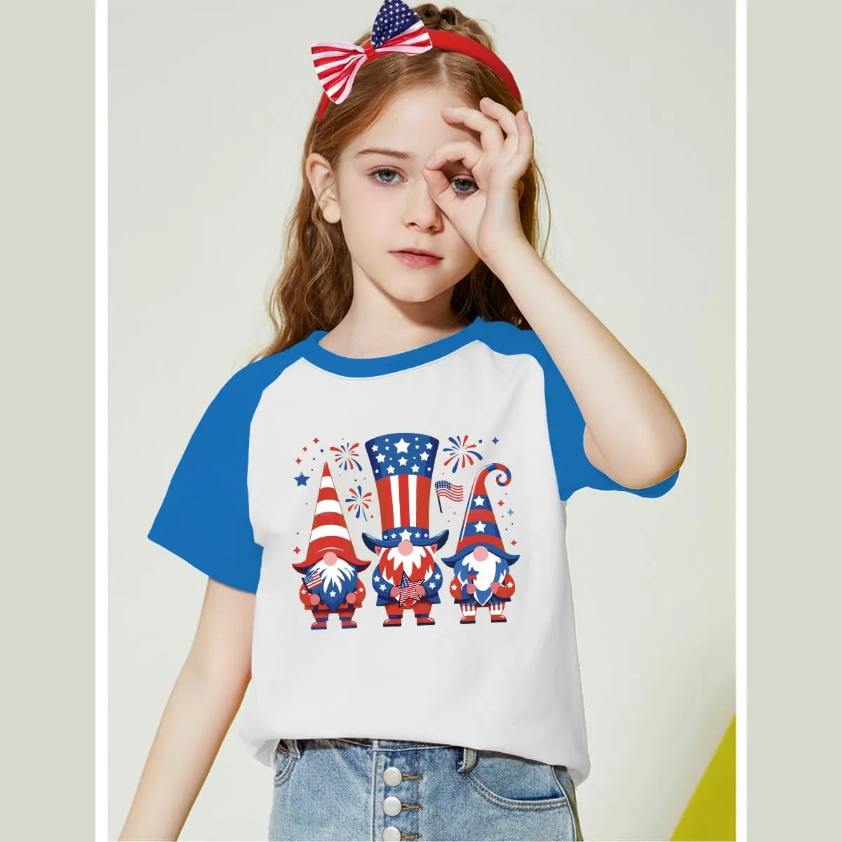 Kid 4th of July T-Shirts Boys Girls American Flag Shirt Patriotic Top Short Sleeve Tees 4-12 Years