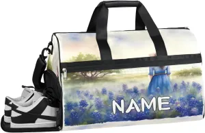Lavender Girl Watercolor Sports Gym Bag with Wet Pocket & Shoes Compartment Travel Duffel Bag for Women Men Custom Sports Gym Bag Personalized Overnight Stay Weekend Tote Beach Luggage