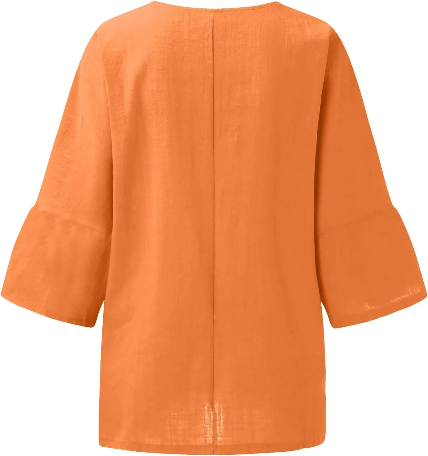 Linen Shirts for Women Plus Size 3/4 Length Sleeve Tops Casual Loose Fit Round Neck Tees 2025 Summer Fashion Blouse