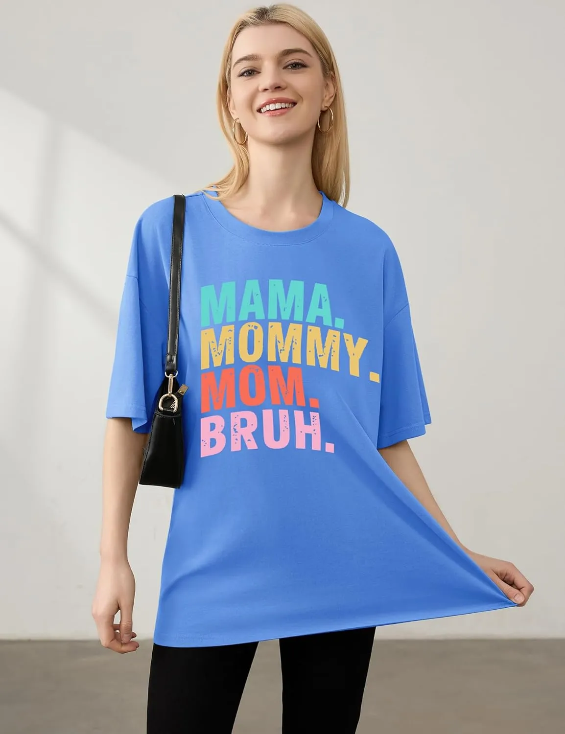 LOMON Oversized T Shirts for Women Short Sleeve Crewneck Summer Tops Loose Casual Mama Shirts Basic Tee