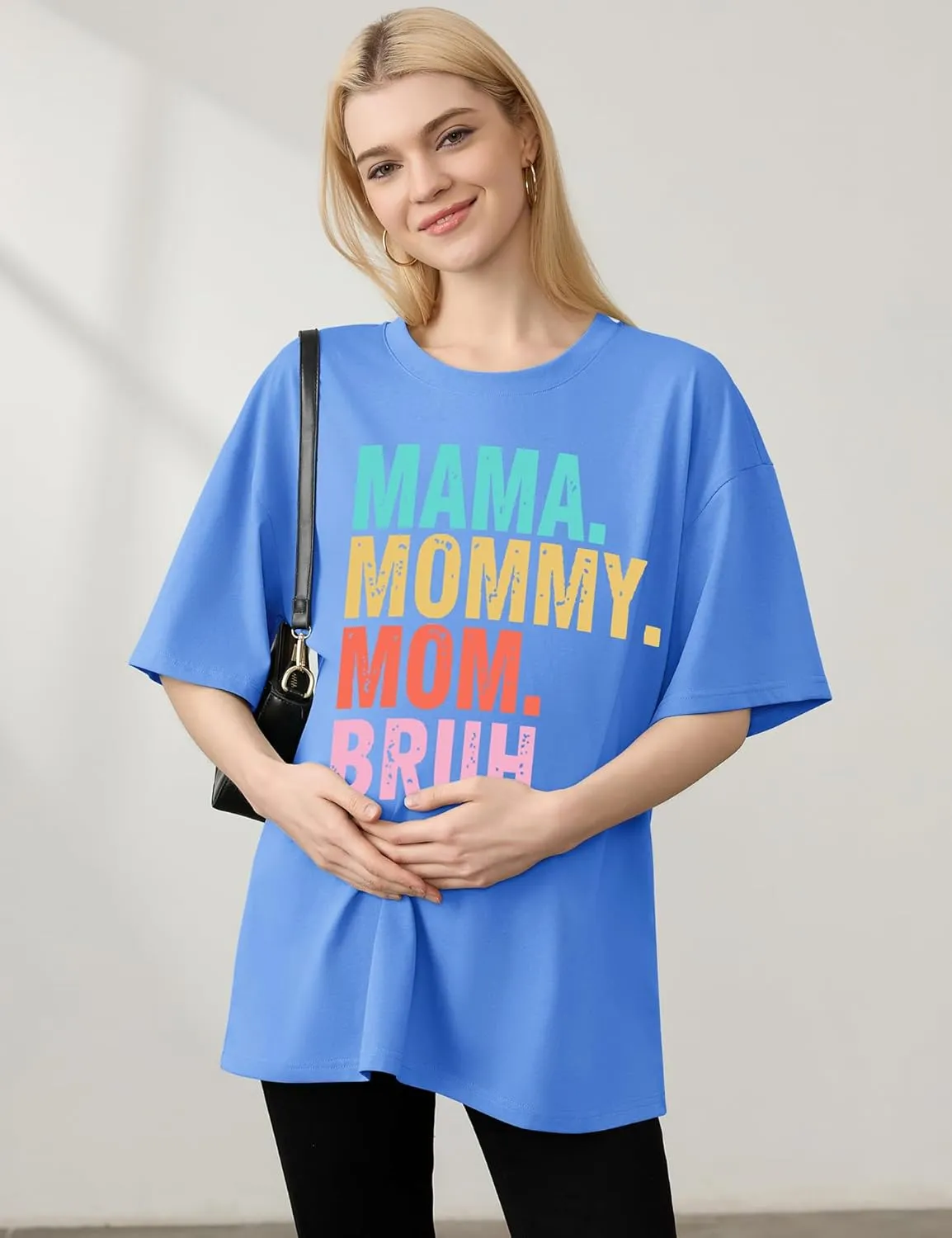 LOMON Oversized T Shirts for Women Short Sleeve Crewneck Summer Tops Loose Casual Mama Shirts Basic Tee