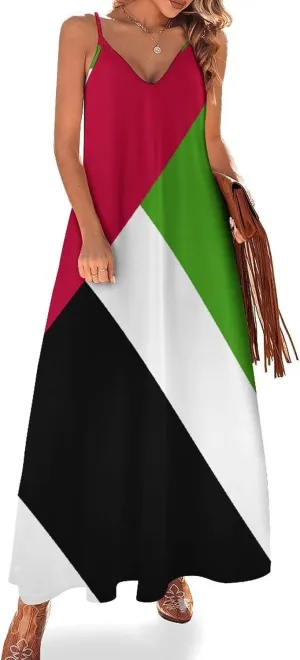 Long Dress Elegant Casual Long Dress United Arabb Emirates Flag Girls Summer Sunshine Beach Skirts for Womens 3XL