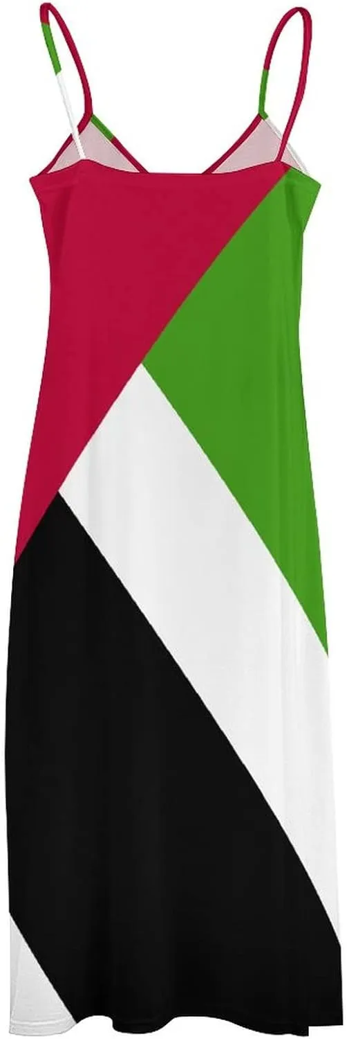 Long Dress Elegant Casual Long Dress United Arabb Emirates Flag Girls Summer Sunshine Beach Skirts for Womens 3XL