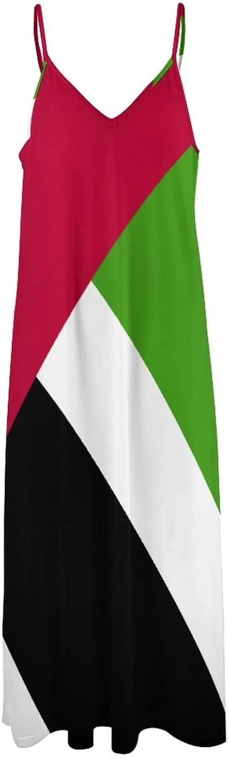 Long Dress Elegant Casual Long Dress United Arabb Emirates Flag Girls Summer Sunshine Beach Skirts for Womens 3XL