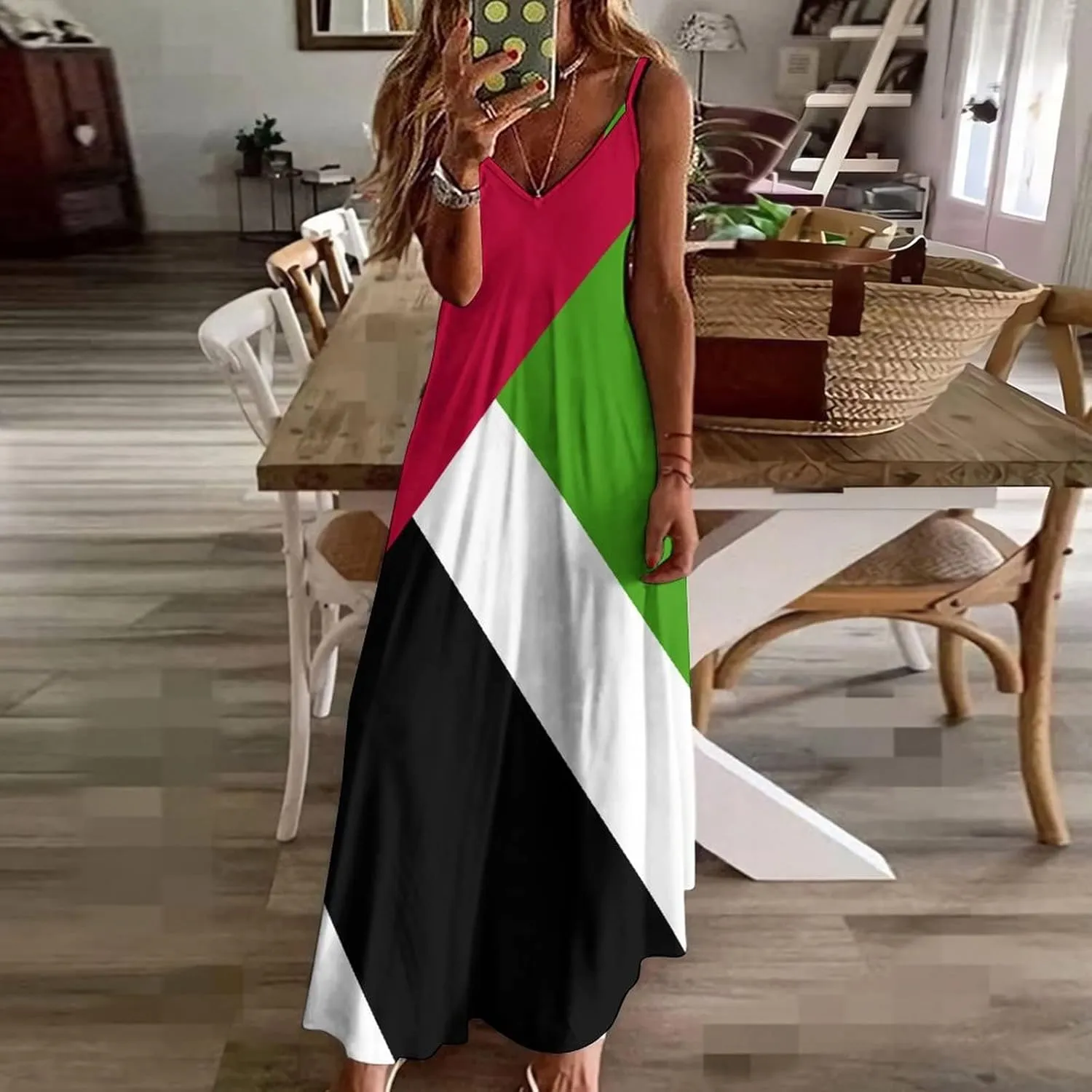 Long Dress Elegant Casual Long Dress United Arabb Emirates Flag Girls Summer Sunshine Beach Skirts for Womens 3XL