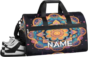 Mandala Ethnic Tribe Patterns Sports Gym Bag with Wet Pocket & Shoes Compartment Travel Duffel Bag for Women Men Custom Sports Gym Bag Personalized Overnight Stay Weekend Tote Beach Luggage