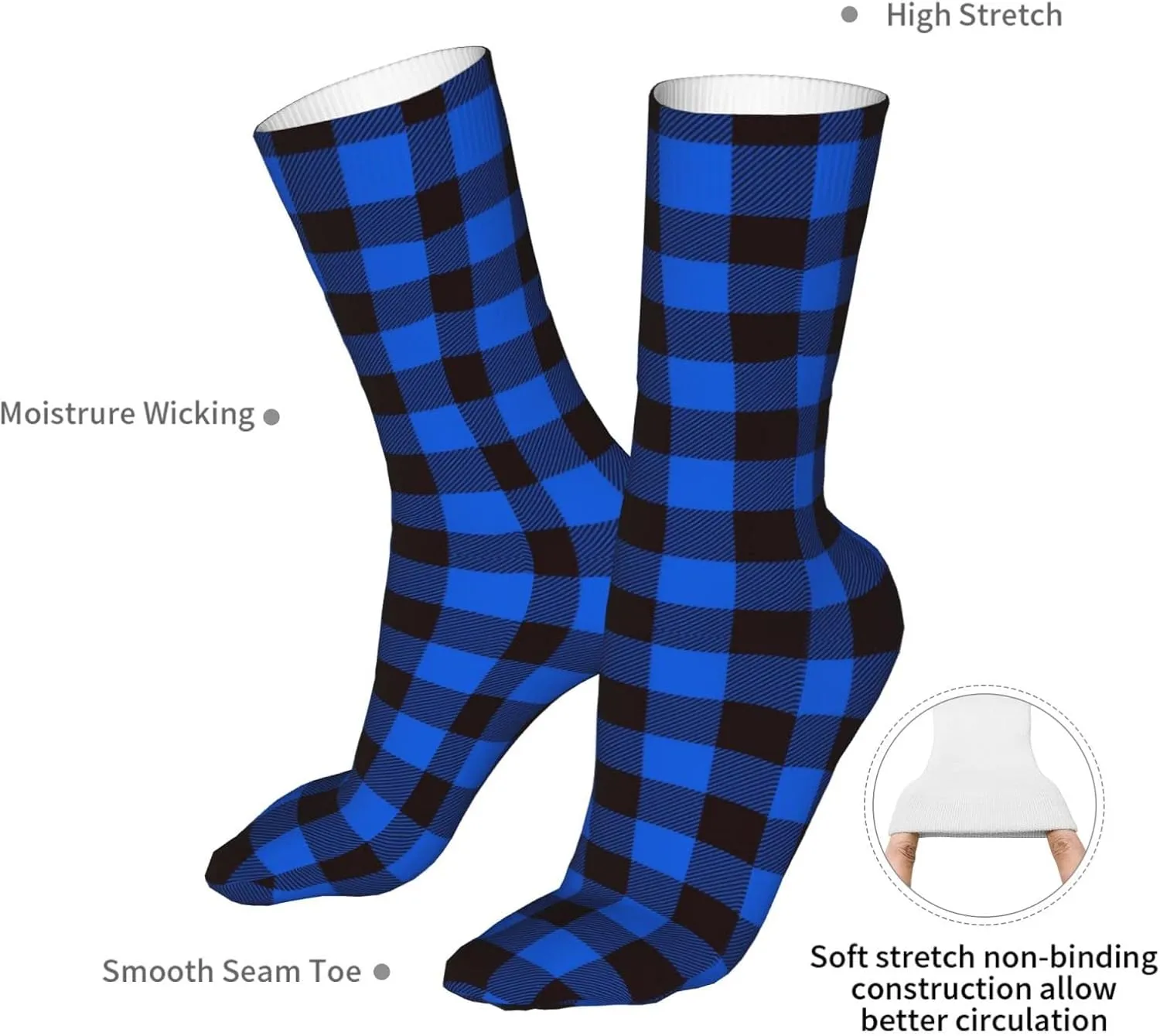 Men & Women Fun Set Dress Socks-Colorful Funny Novelty Funky Crew Novelty Socks Cartoon Dinosaur Scooter Sport Blue Tube Sock