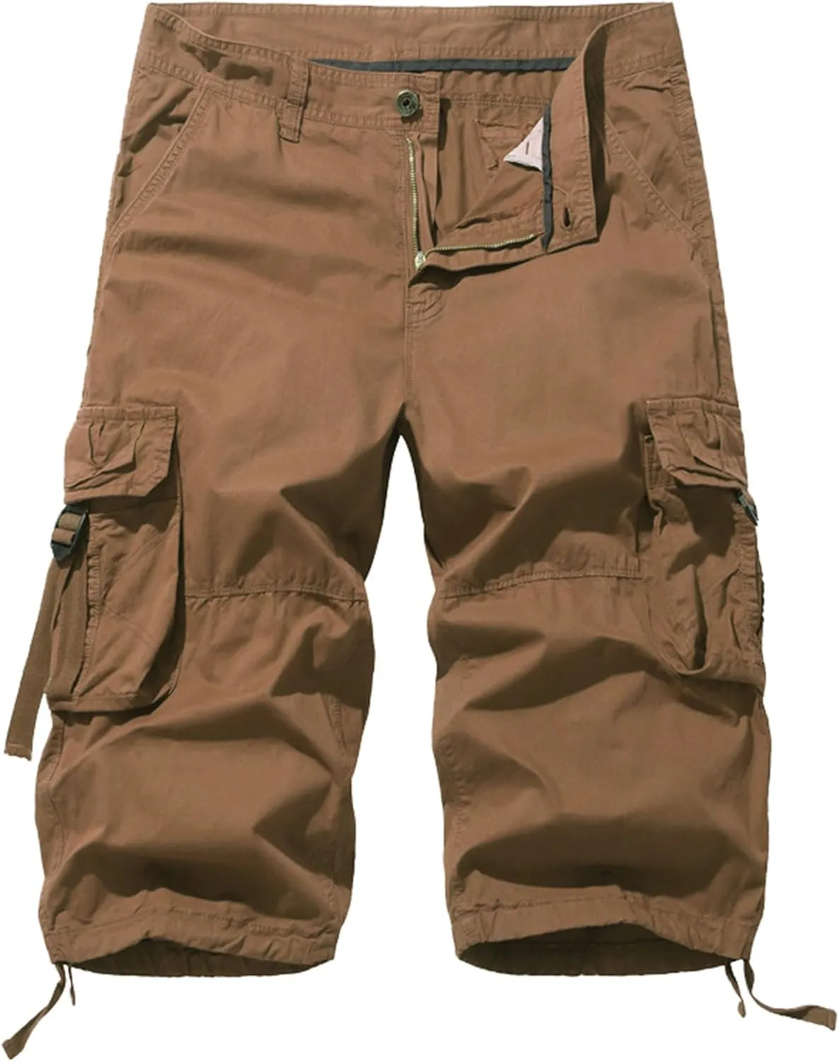 Men Multi Pocket Cargo Shorts Outdoor Hiking Relaxed Fit Short Pants Lightweight Cotton Work Casual Short