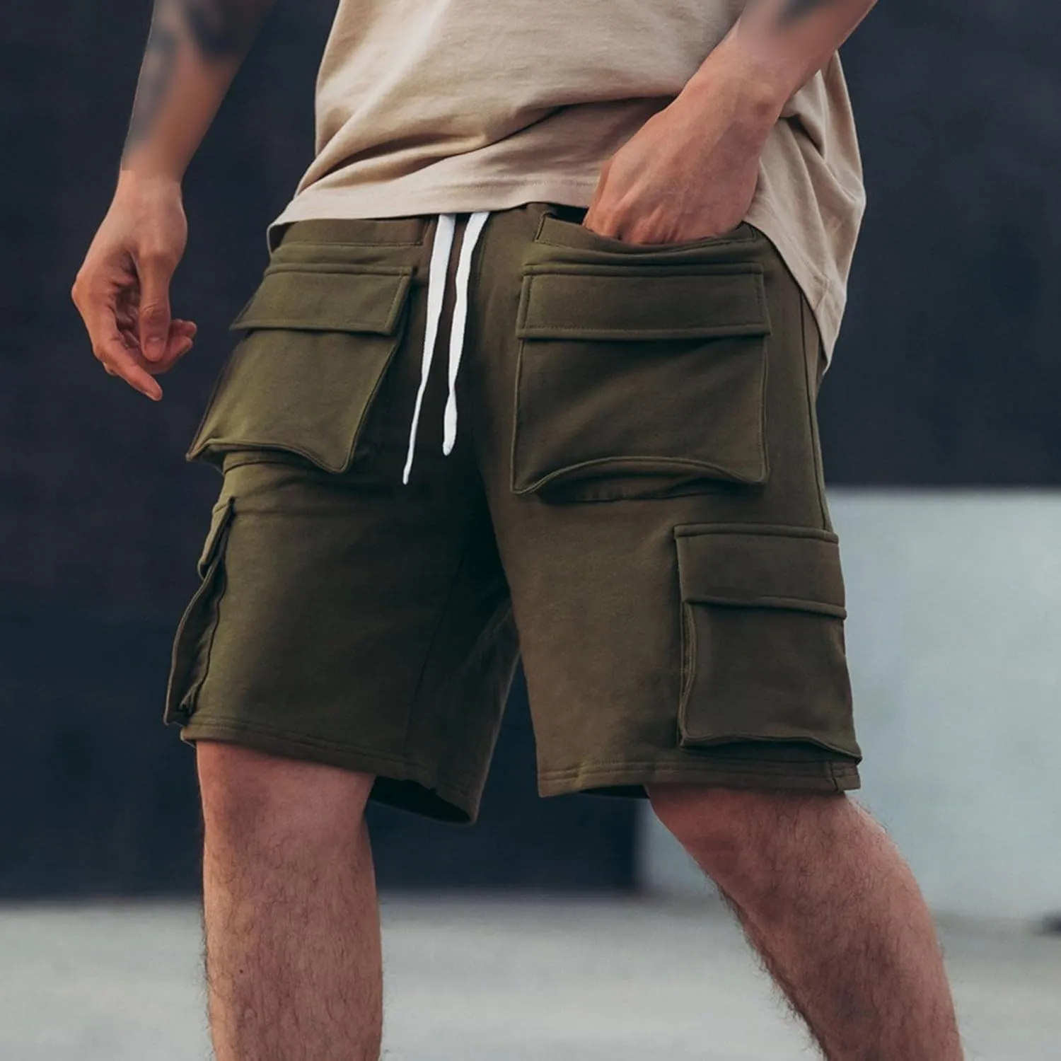 Mens Casual Cargo Shorts Outdoor Lightweight Multi-Pocket Short Relaxed Fit Cotton Work Short Pants