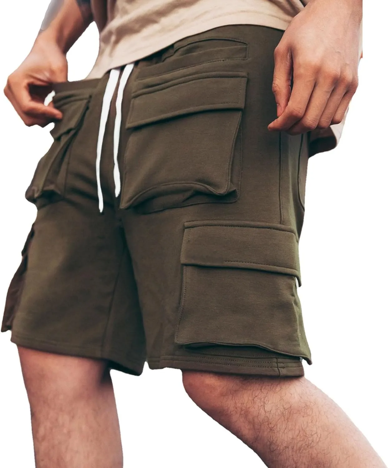 Mens Casual Cargo Shorts Outdoor Lightweight Multi-Pocket Short Relaxed Fit Cotton Work Short Pants