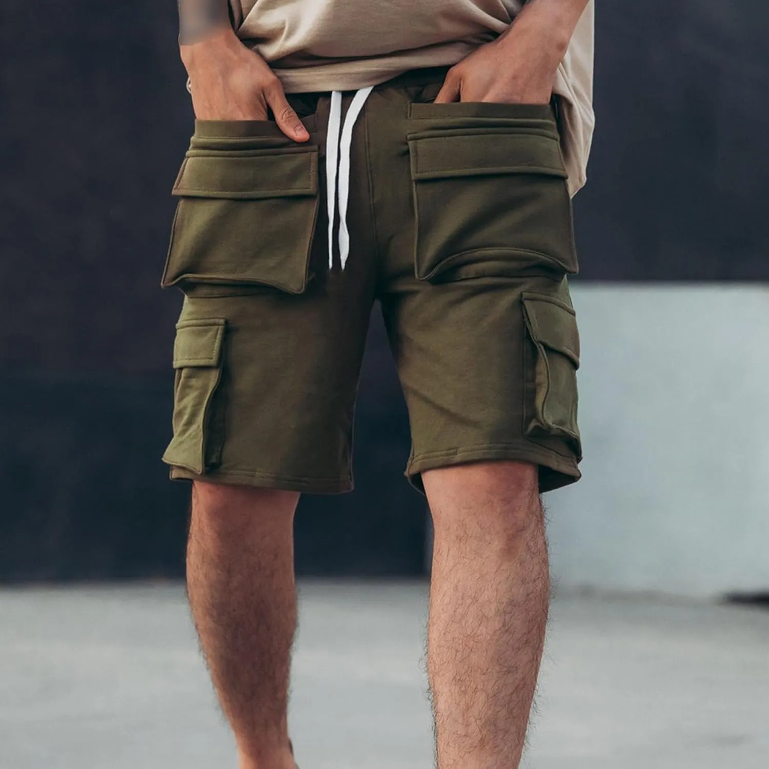 Mens Casual Cargo Shorts Outdoor Lightweight Multi-Pocket Short Relaxed Fit Cotton Work Short Pants