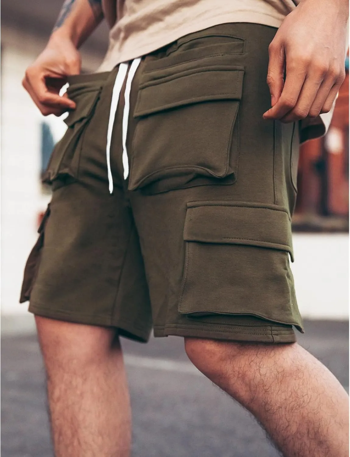 Mens Casual Cargo Shorts Outdoor Lightweight Multi-Pocket Short Relaxed Fit Cotton Work Short Pants