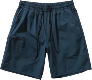 Mens Elastic Waist Cargo Shorts Lightweight Hiking with Multi-Pocket Short Relaxed Fit Casual Outdoor Short Pants