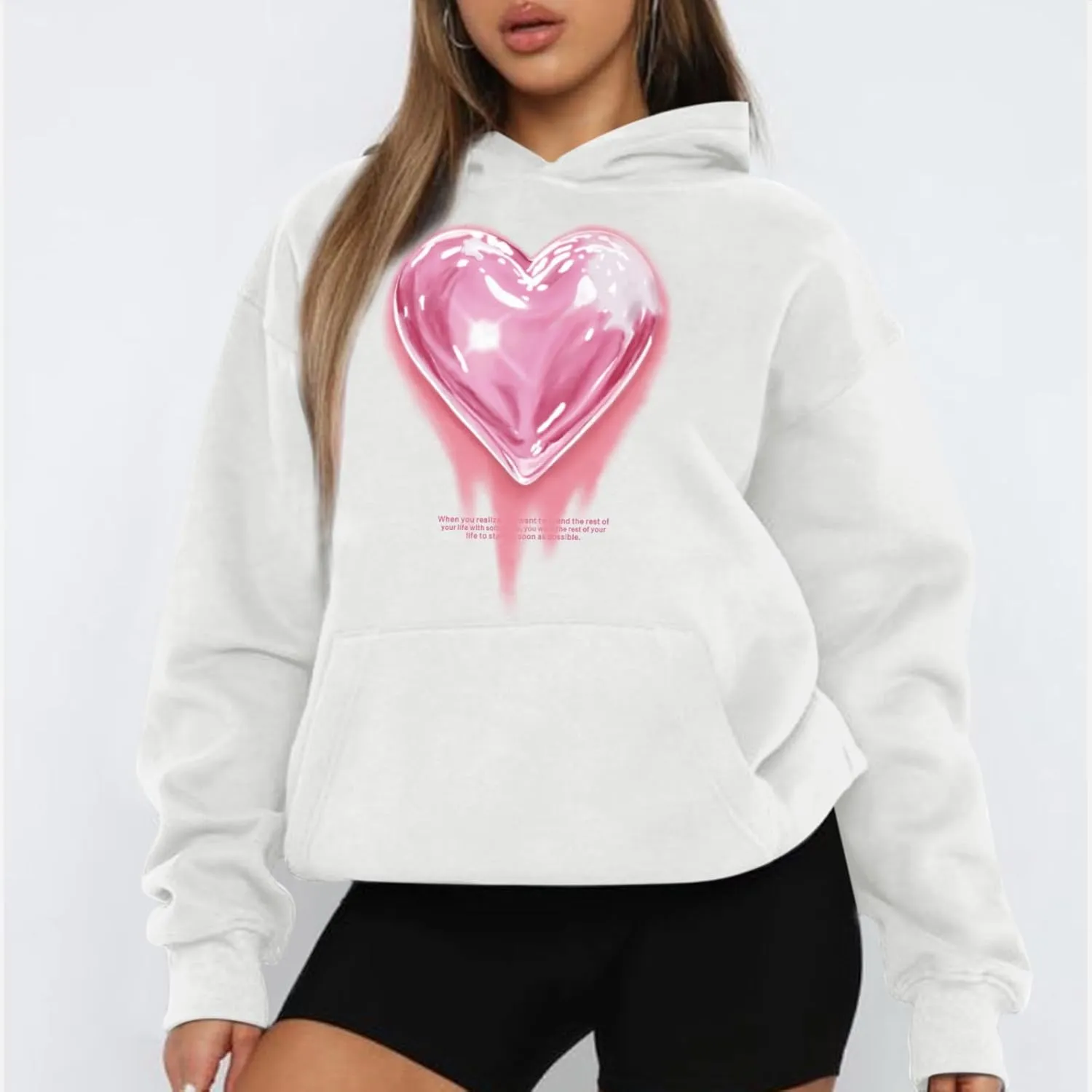 Mens Graphic Hoodies Heart Printed Vintage Streetwear Sweatshirt Aesthetic Design With Pockets Love Fleece Pullover