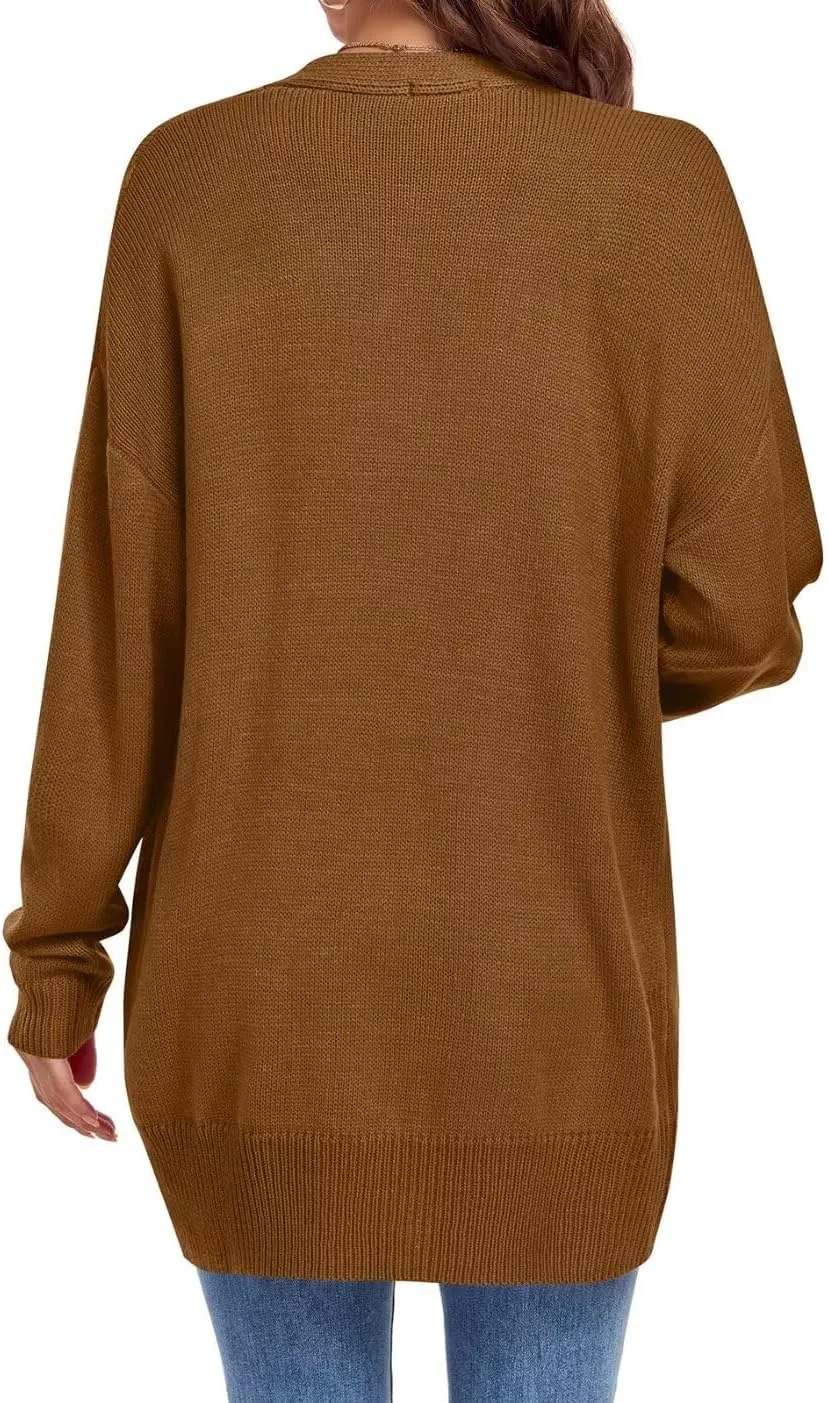 MONNURO Plus Size Cardigan Sweater for Women Long Sleeve Cable Knit Open Front Cardigan Outwear with Pockets