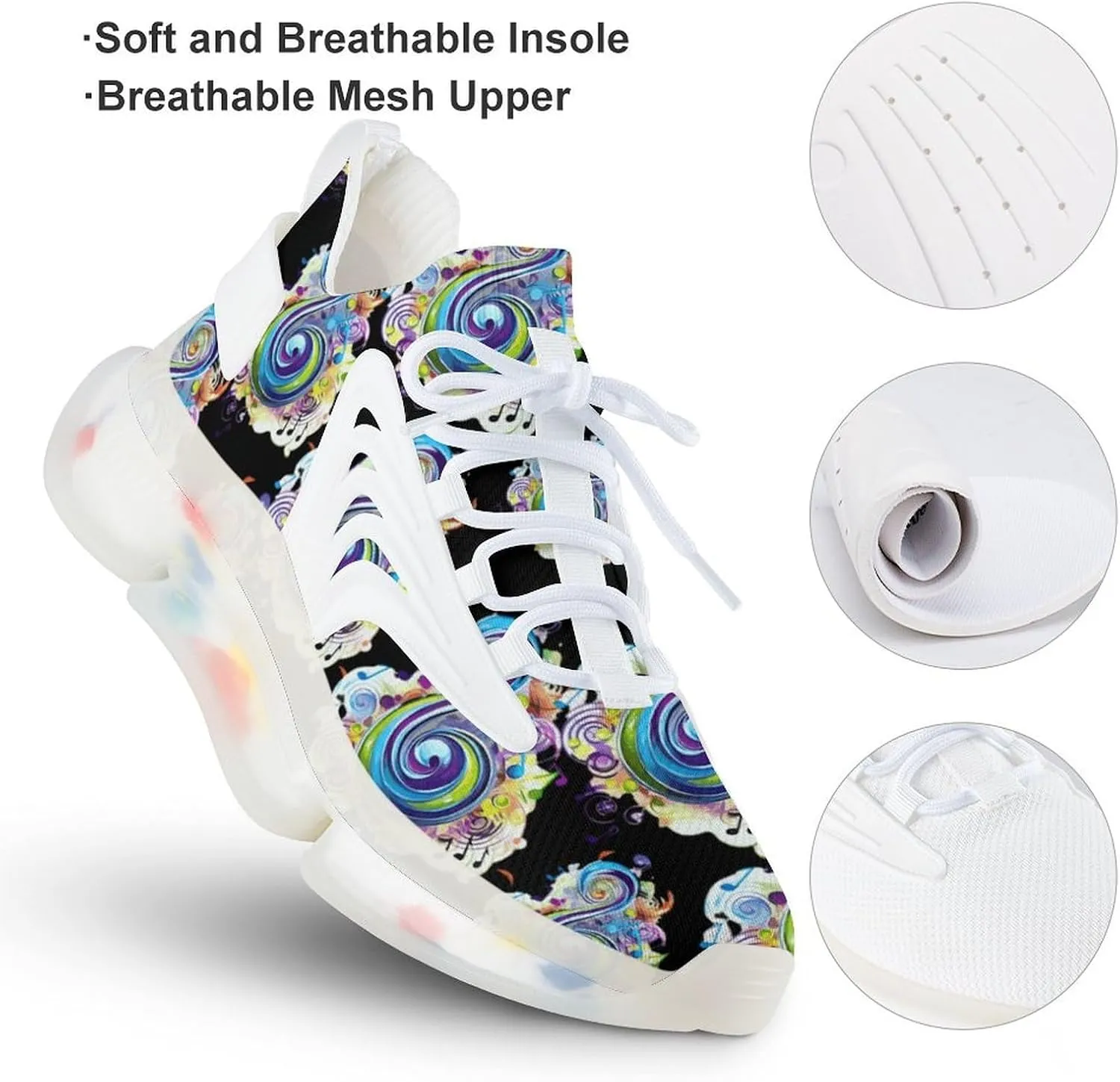 Music Note Mens Sneakers Running Shoes Lightweight Athletic Shoes for Jogging Walking Gym