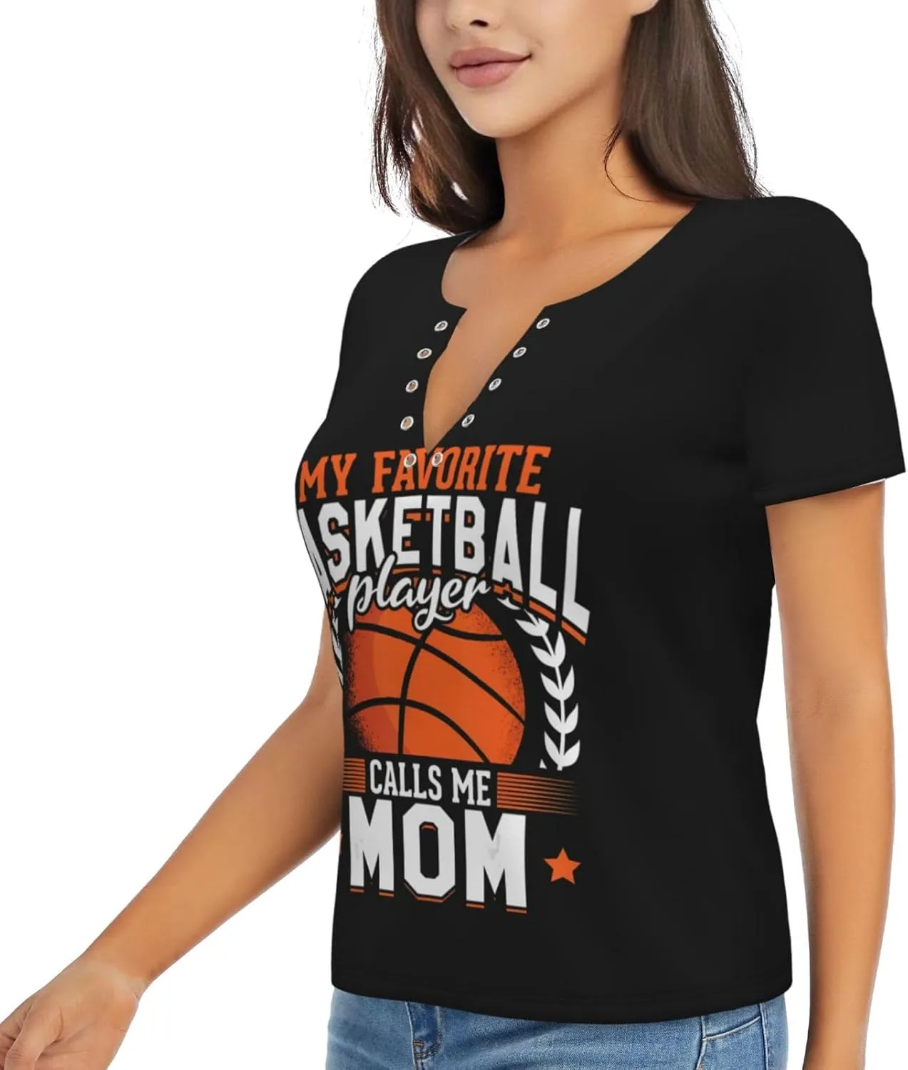 Never Give Up Womens Deep v Neck T-Shirts Short Sleeve Shirts Casual Tee Tops Slim Fit T-Shirt