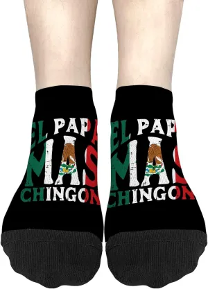 Novelty Sock For Women Womens No Show Socks, El Papa Mas Chingon Funny Mexican Dad Father's Day Sock, Ideas For Men