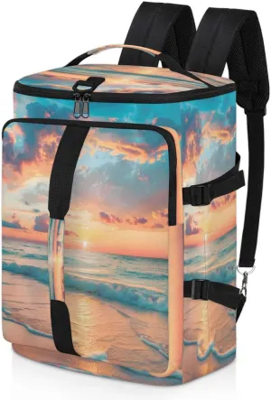 Ocean Beach Sunrise Sunset Travel Backpack Carry On Flight Approved for Men Women, Lightweight Large Luggage Weekender Casual Daypack Backpacks for Traveling Airplane
