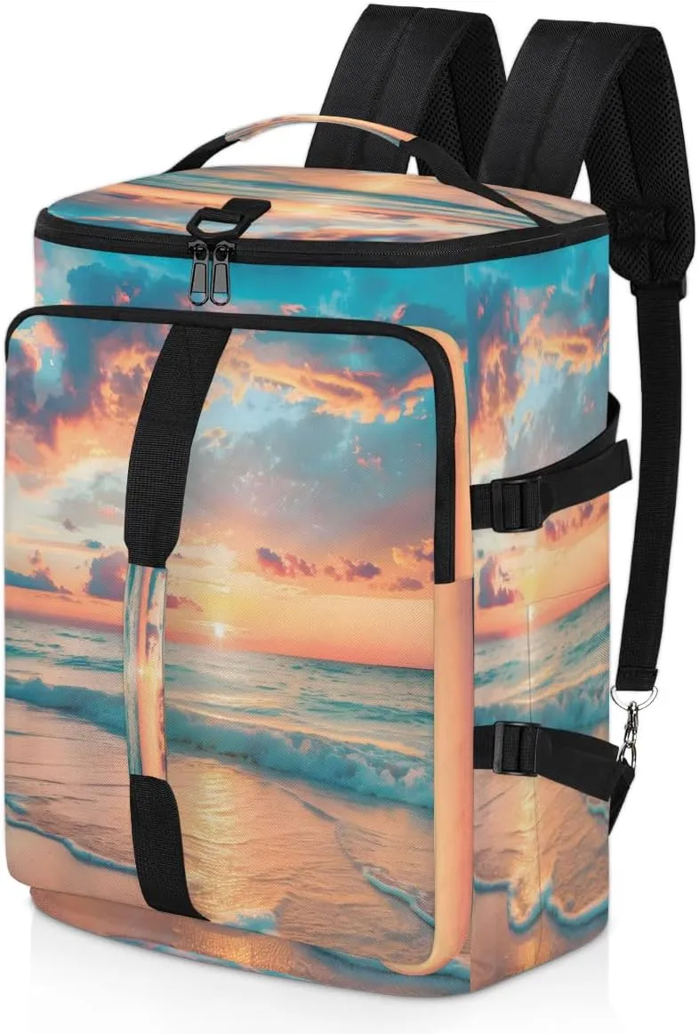 Ocean Beach Sunrise Sunset Travel Backpack Carry On Flight Approved for Men Women, Lightweight Large Luggage Weekender Casual Daypack Backpacks for Traveling Airplane
