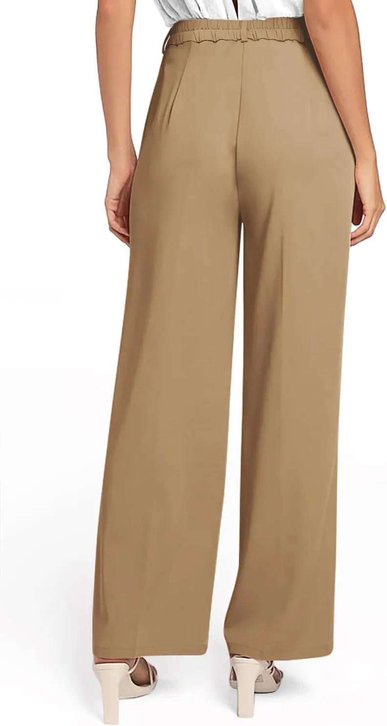 onlypuff Women Pants Work Business Dressy Trousers Wide Leg High Waisted Slacks with Pockets