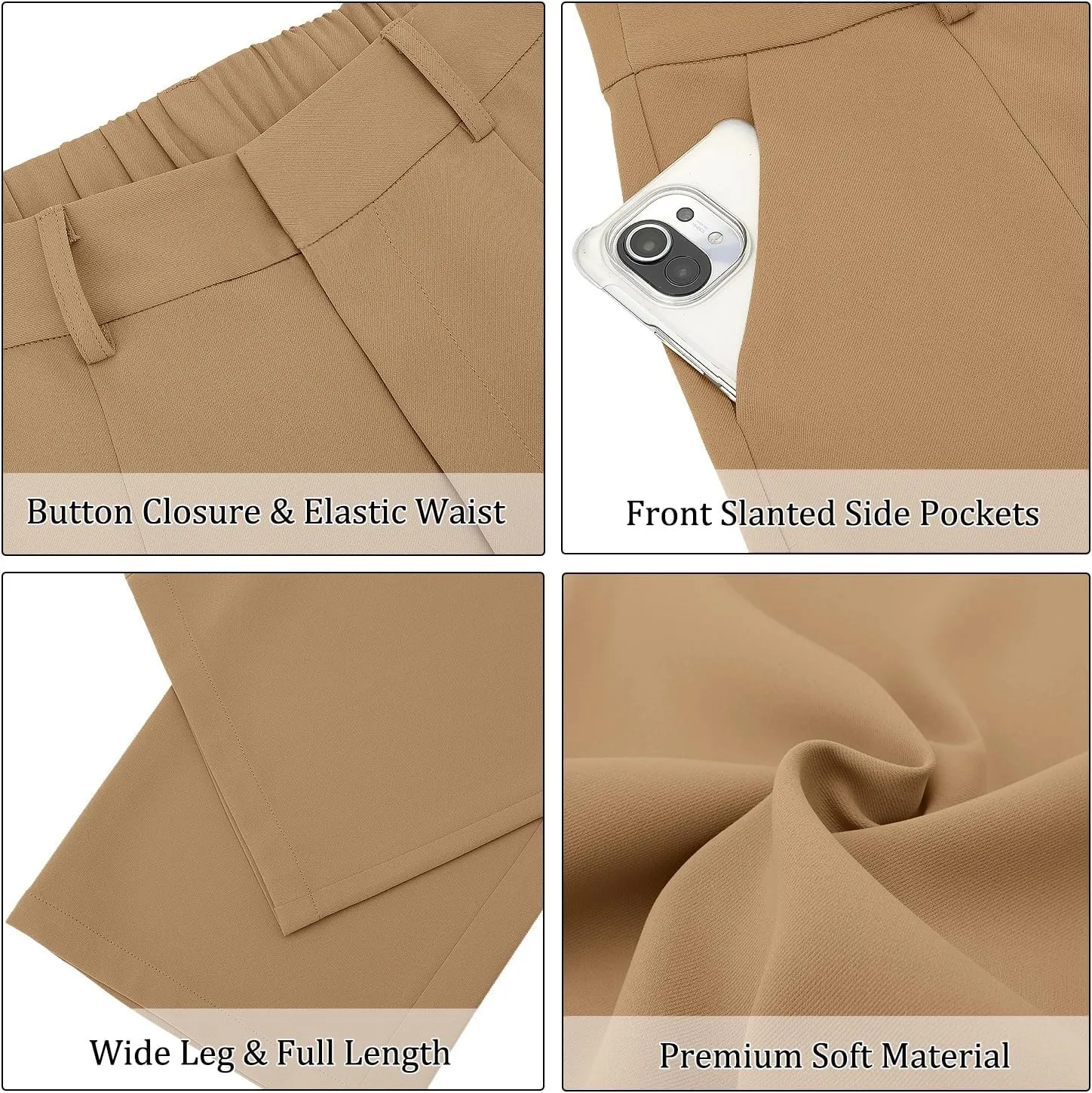 onlypuff Women Pants Work Business Dressy Trousers Wide Leg High Waisted Slacks with Pockets