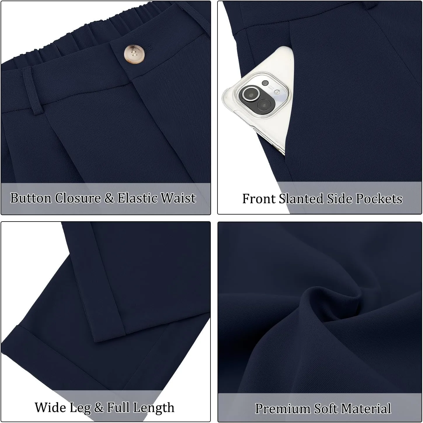 onlypuff Women Pants Work Business Dressy Trousers Wide Leg High Waisted Slacks with Pockets