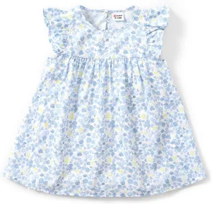PATPAT Baby Girl's Floral Dress Ruffle Sleeve Cute Playwear Round Neck Dresses