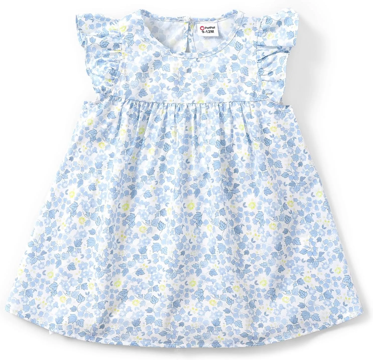 PATPAT Baby Girl's Floral Dress Ruffle Sleeve Cute Playwear Round Neck Dresses