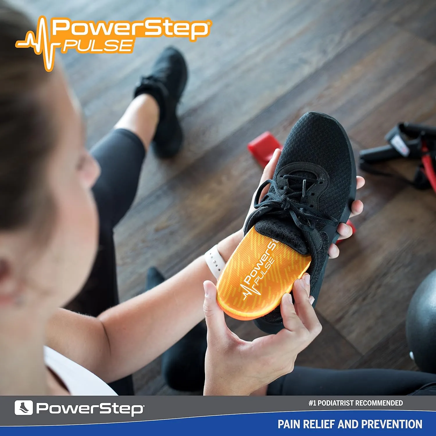 PowerStep Insoles, Pulse Performance, Running Shoe Pain Relief Insert, Athletic Arch Support Orthotic for Women and Men - Made in The USA (M 11-11.5)