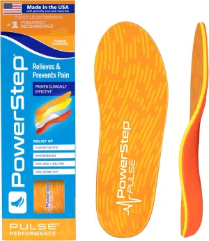 PowerStep Insoles, Pulse Performance, Running Shoe Pain Relief Insert, Athletic Arch Support Orthotic for Women and Men - Made in The USA (M 11-11.5)