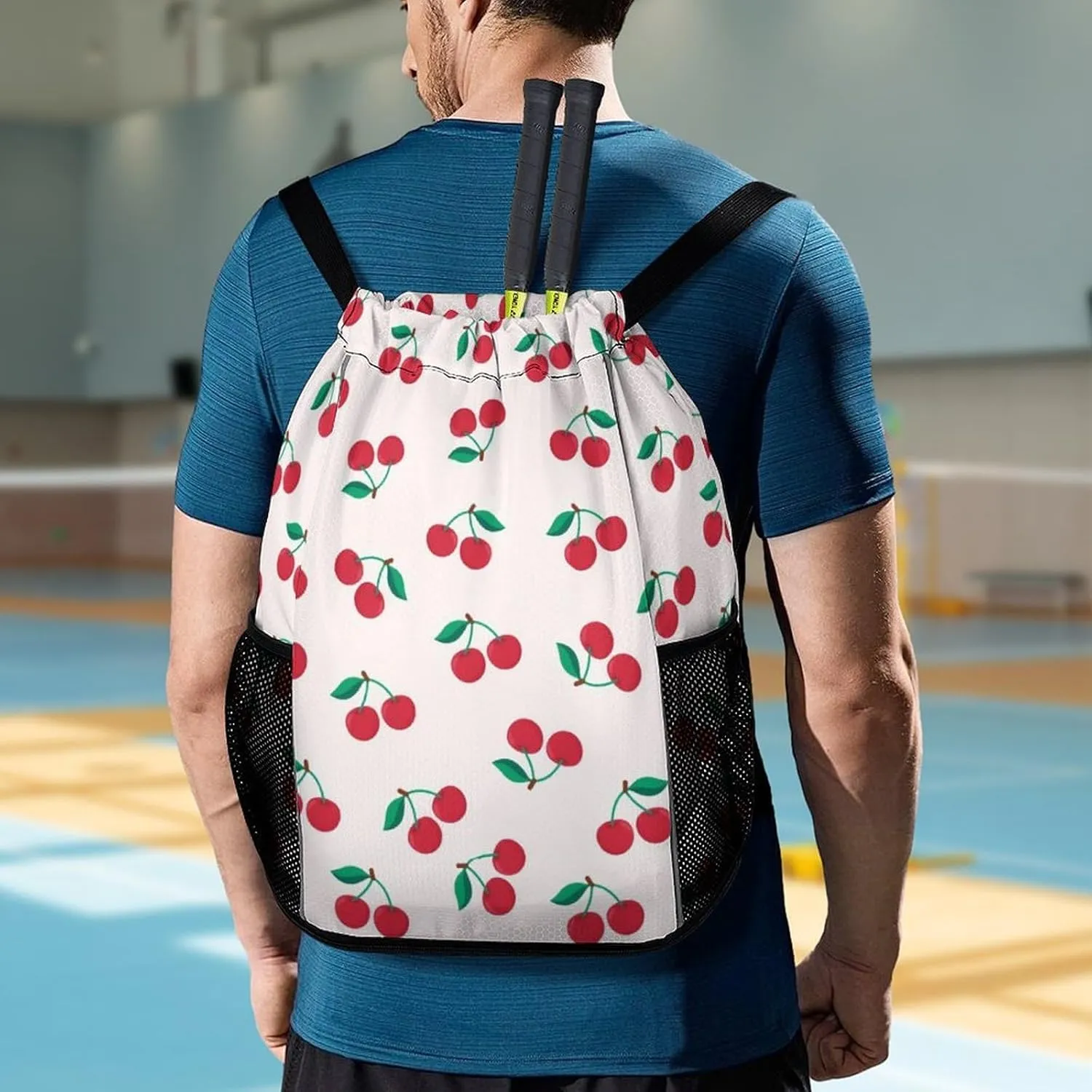 Red Cherry Sports Backpack with Large Mouth Design And Dry Wet Separation for Unisex