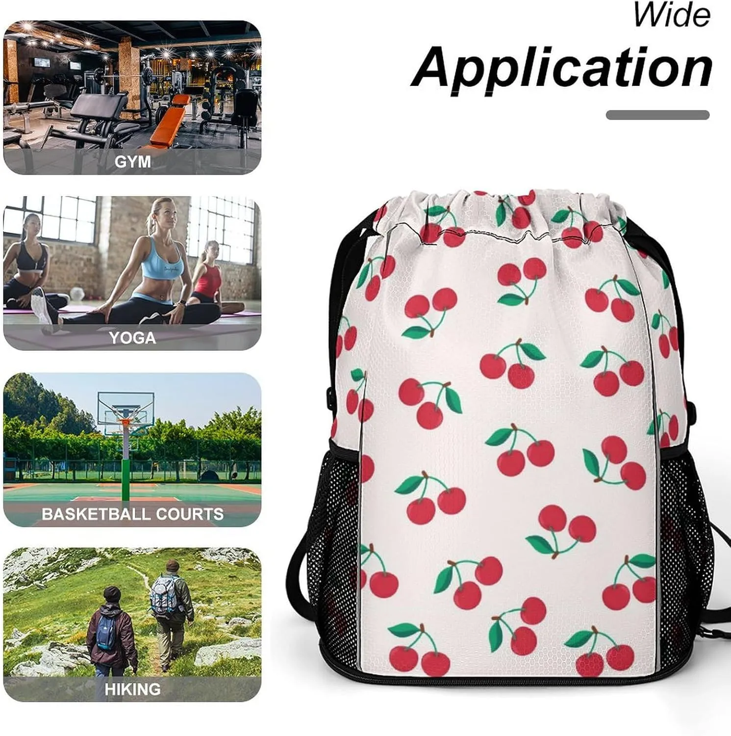 Red Cherry Sports Backpack with Large Mouth Design And Dry Wet Separation for Unisex