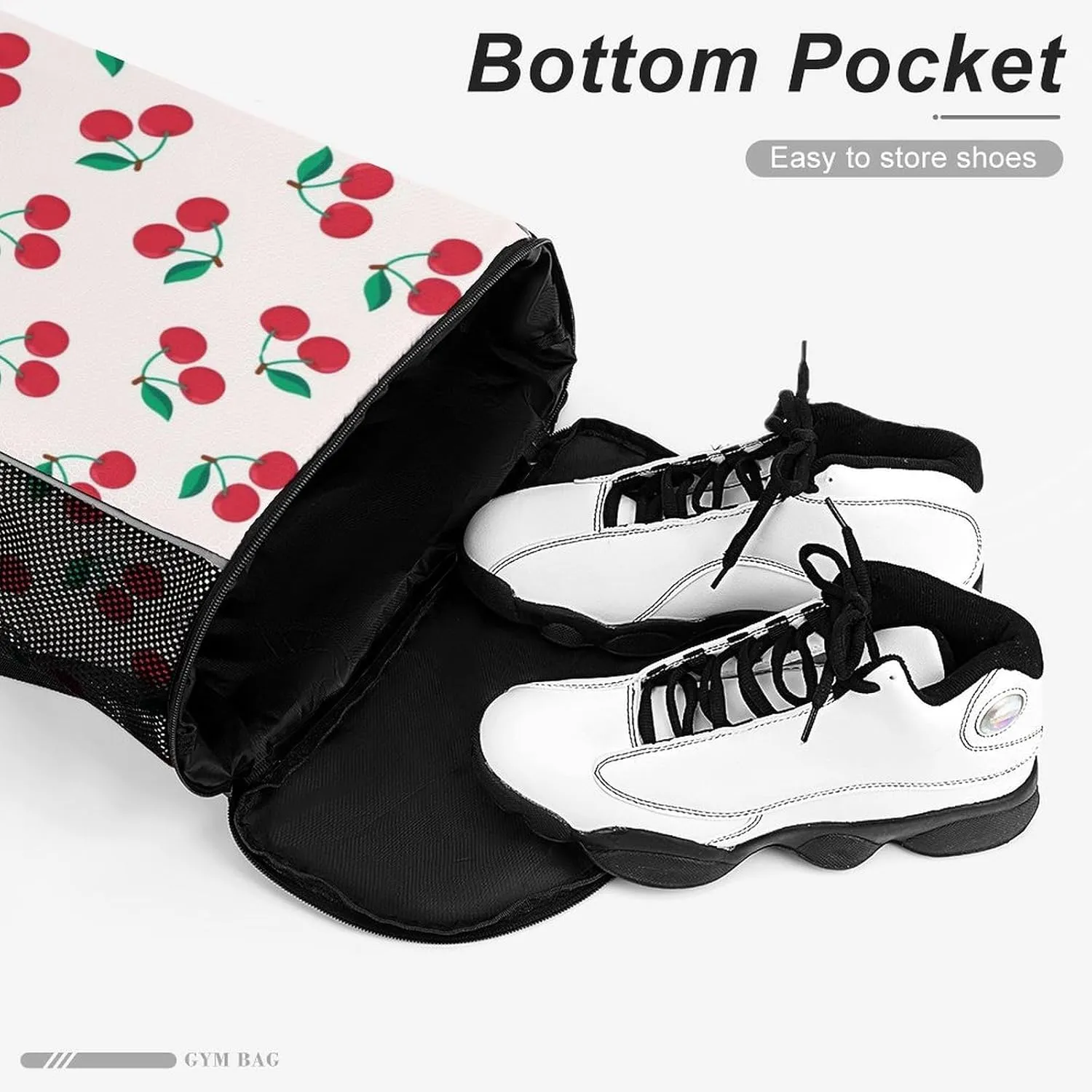 Red Cherry Sports Backpack with Large Mouth Design And Dry Wet Separation for Unisex