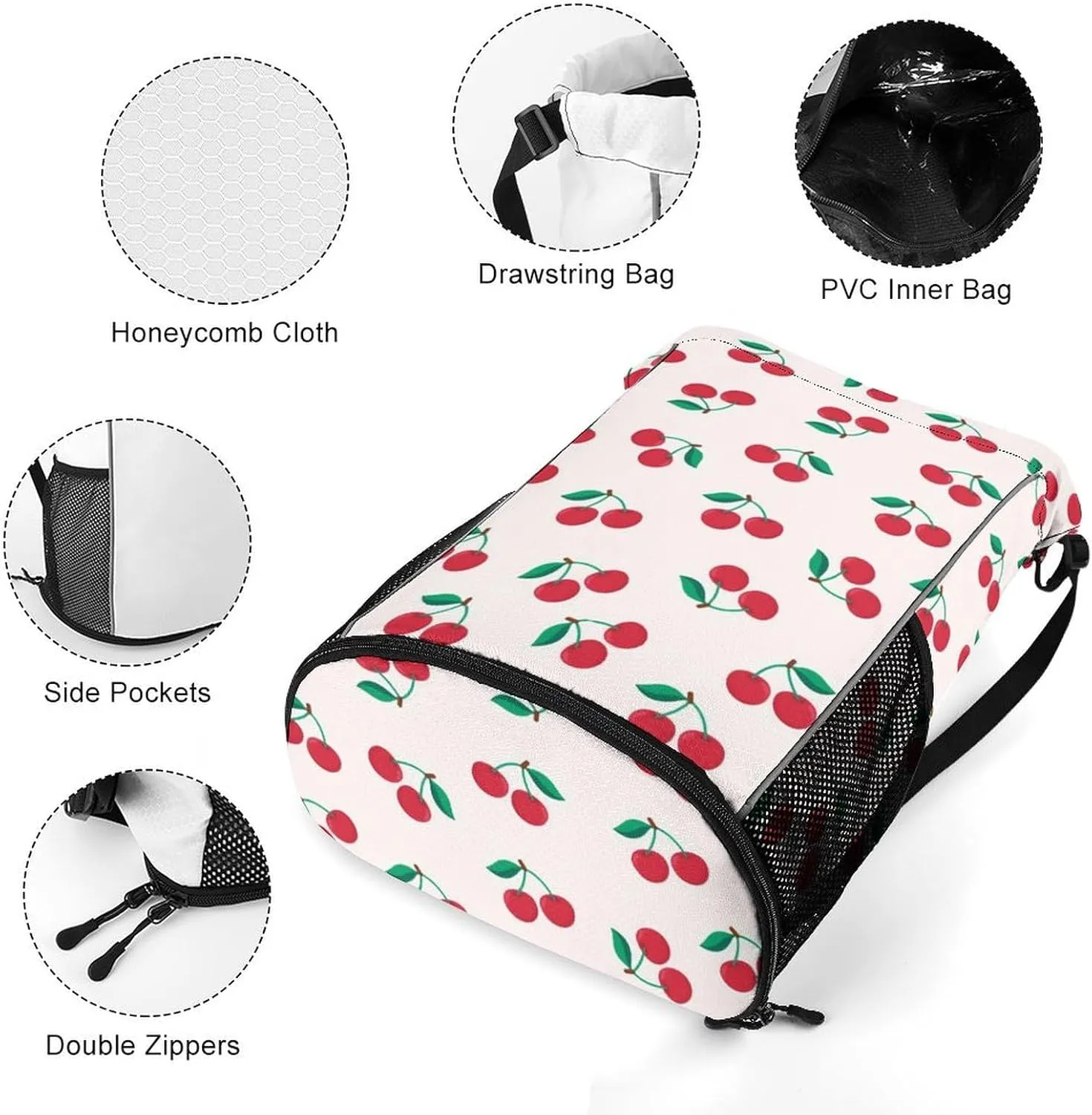 Red Cherry Sports Backpack with Large Mouth Design And Dry Wet Separation for Unisex