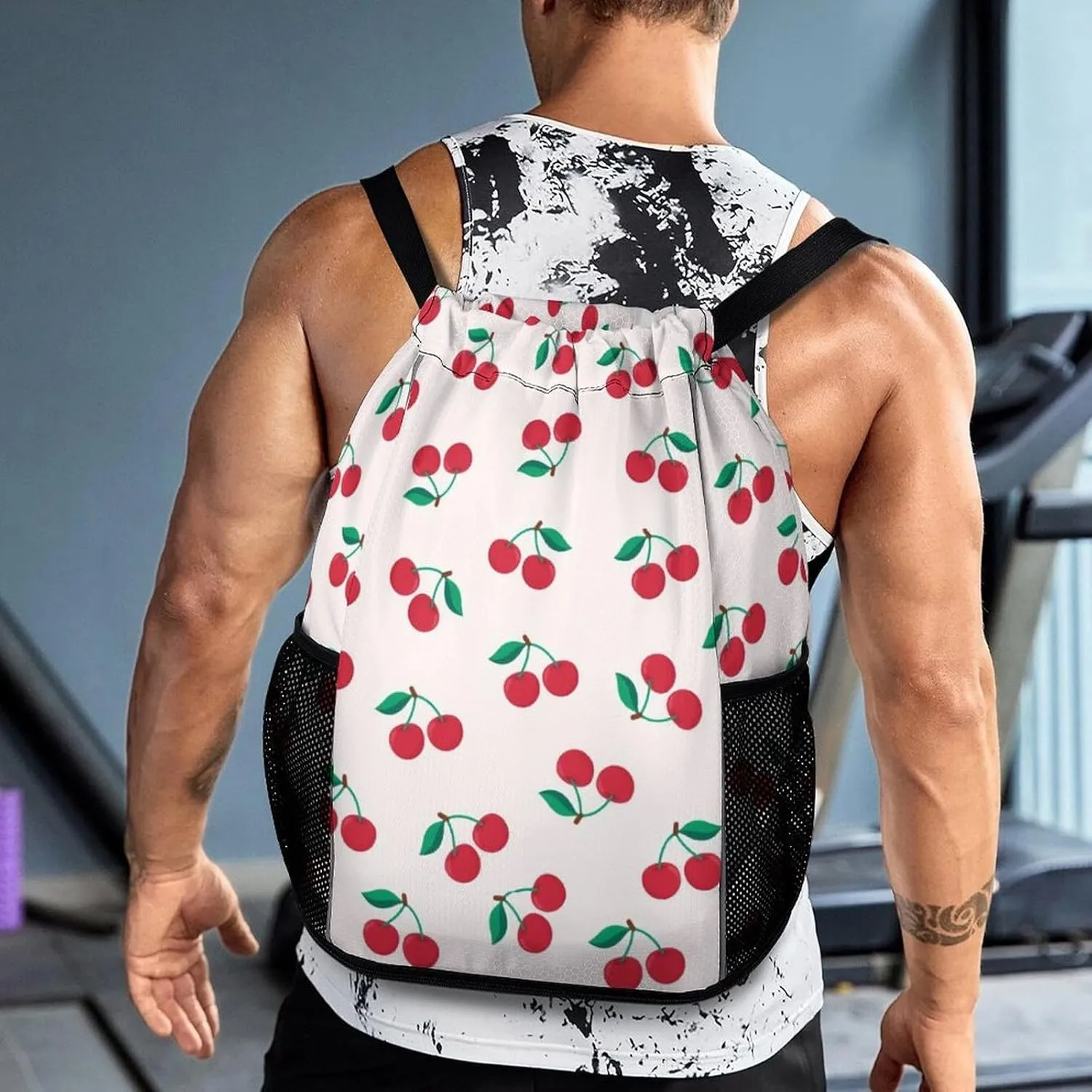 Red Cherry Sports Backpack with Large Mouth Design And Dry Wet Separation for Unisex