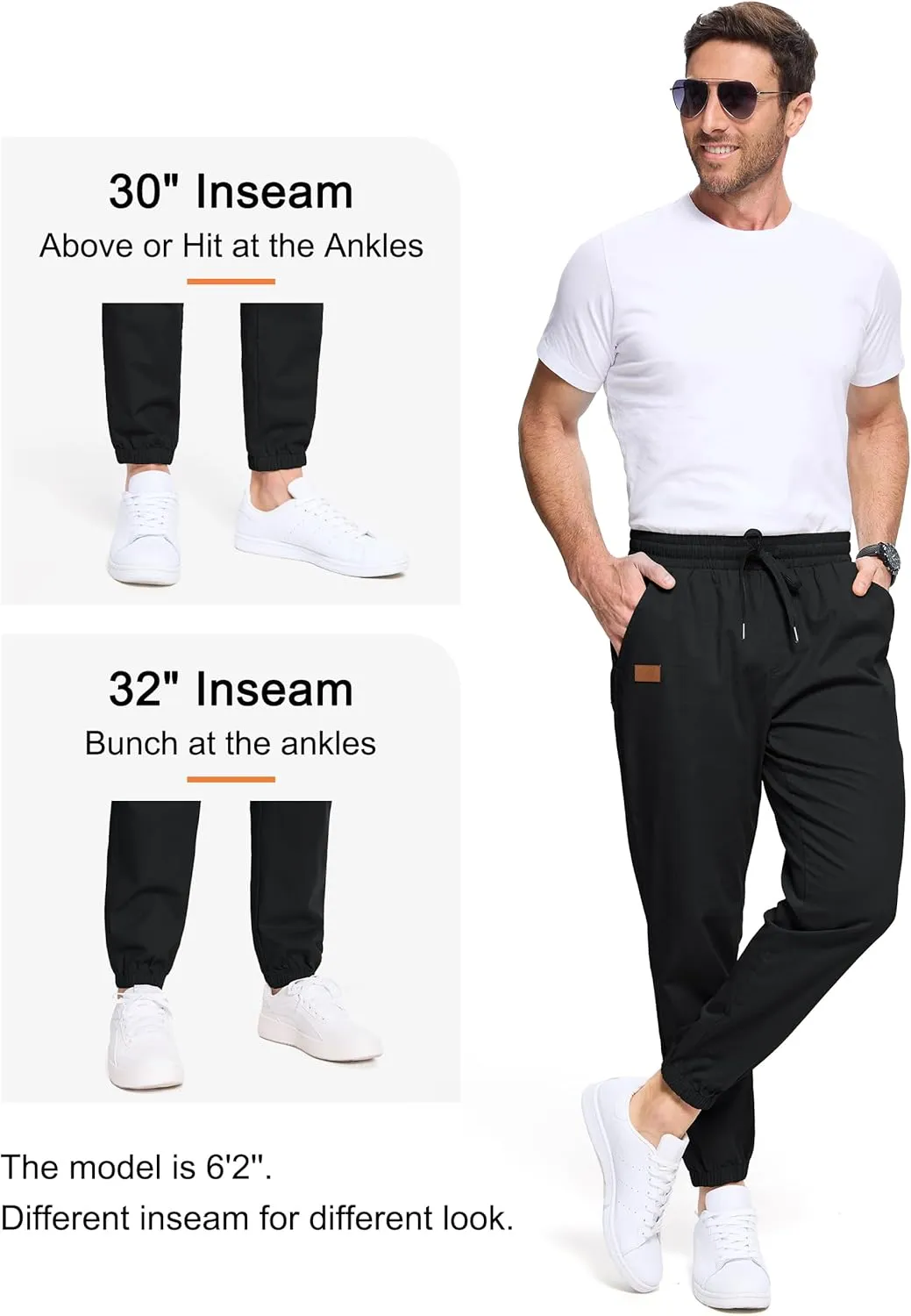 SEVEGO Tall Men's Casual Joggers 30"/32"/34"/36" Inseam Cotton Chino Cargo Pants Hiking Outdoor Sweatpants