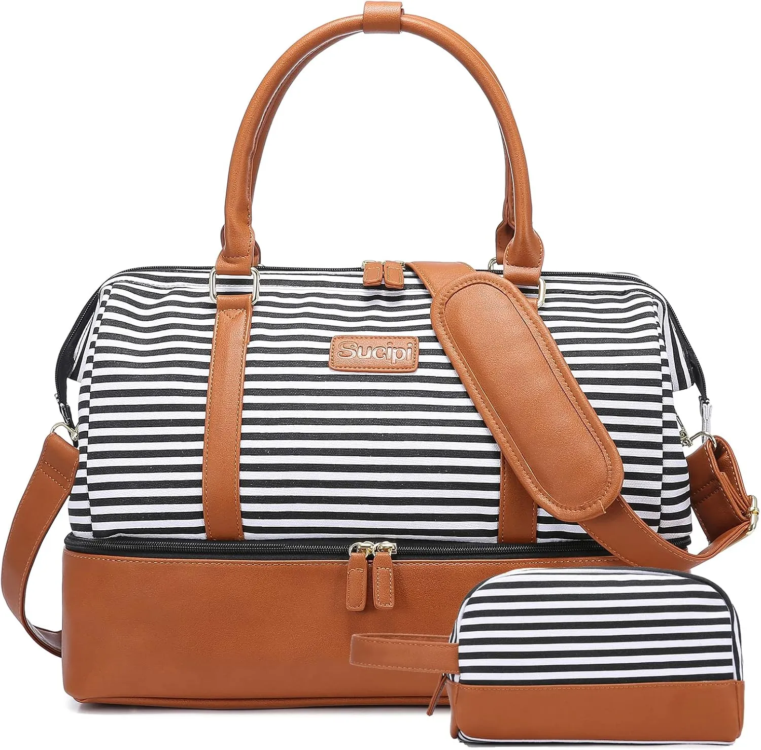 Sucipi Weekender Bags for Women Canvas Travel Duffle Bag with Shoe Compartment Overnight Bag Carry on Gym Duffel with Toiletry Bag for Traveling Weekend Hospital Bags for Labor and Delivery