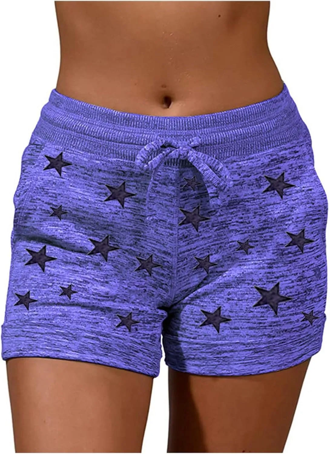 Summer Shorts for Women Trendy Print Yoga Pants Casual Loose Elastic Drawstring Trousers Beach Shorts Pockets