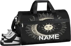 Sun Moon Ethnic Print Sports Gym Bag with Wet Pocket & Shoes Compartment Travel Duffel Bag for Women Men Custom Sports Gym Bag Personalized Overnight Stay Weekend Tote Beach Luggage